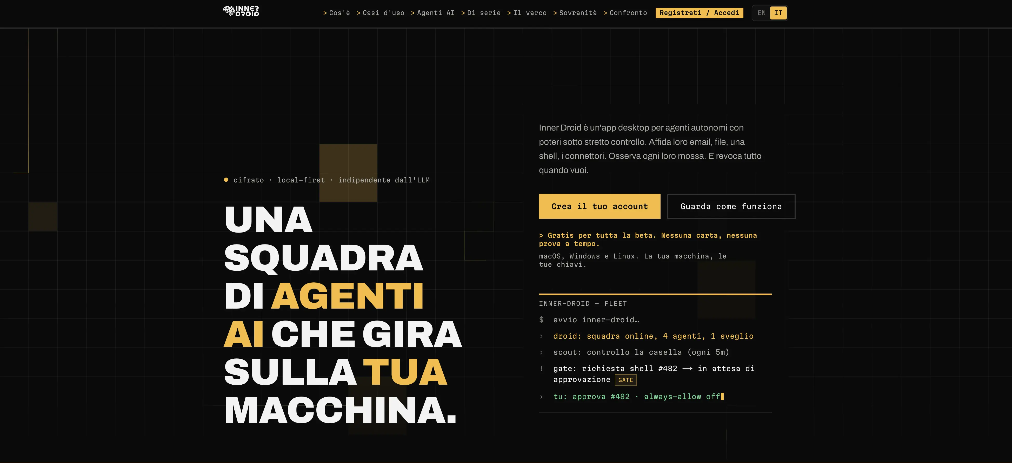 Una squadra di Agenti AI che gira sulla tua macchina.
